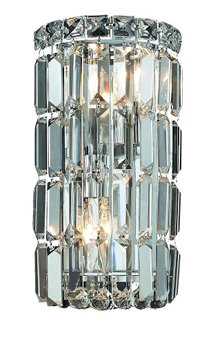 Elegant Lighting Maxim Collection 2030W6C/RC 2-Light Wall Sconce with Royal Cut Crystals, Chrome Finish
