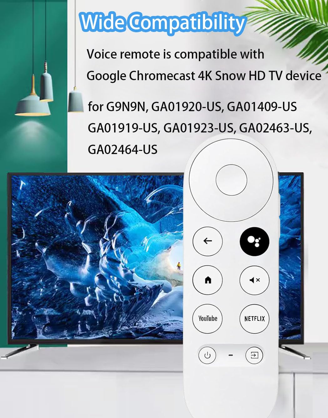 Replacement Voice Remote for Google Chromecast 4k HD Snow TV, Remote Control for G9N9N, GA01920-US, GA01409-US, GA01923-US, GA01919-US