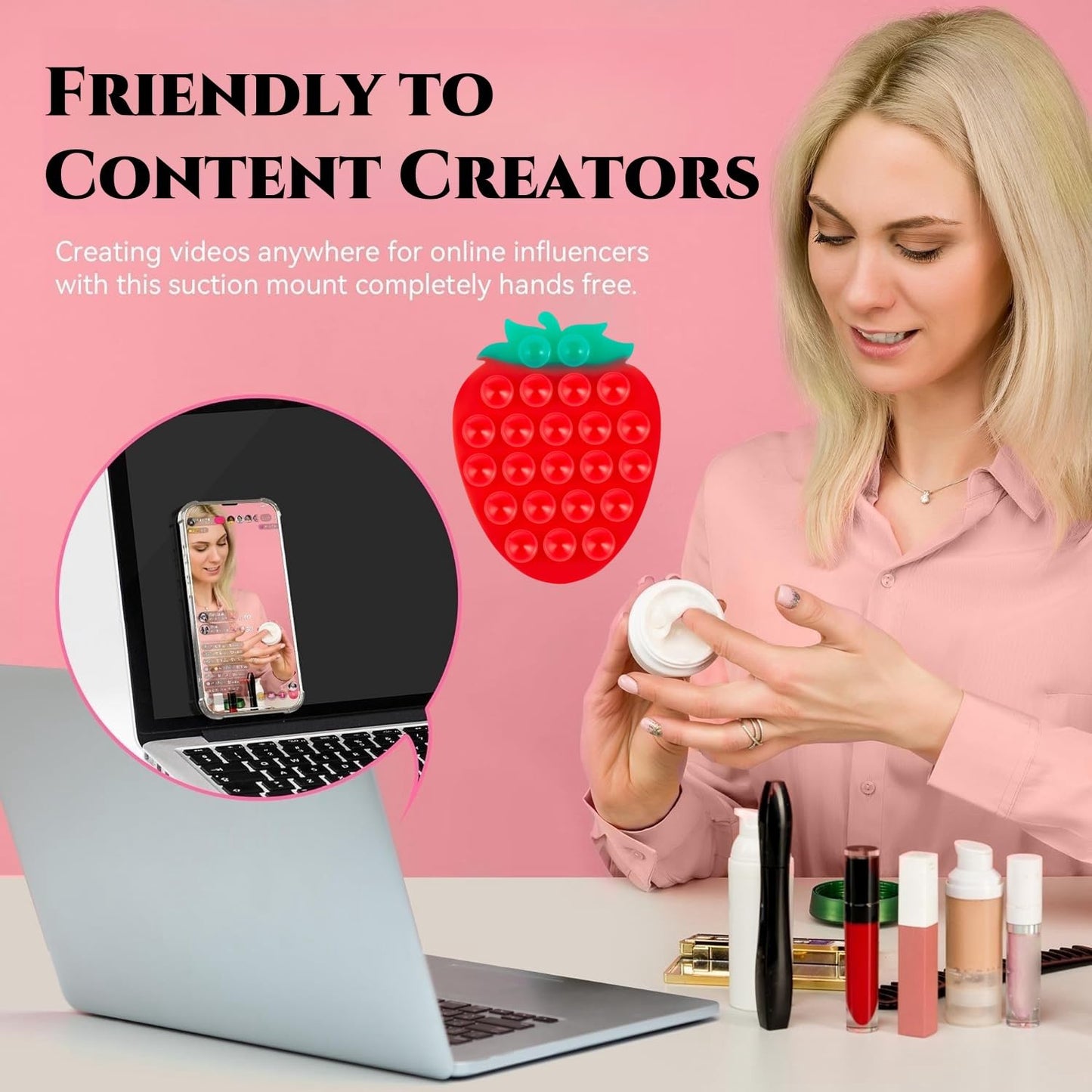 CIEO Silicone Phone Grip, Strong Suction, Fruit Shaped Phone Holder,Suitable for Selfies and Videos on Mirrors, bathrooms and Smooth Surfaces