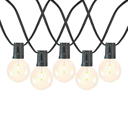 Novelty Lights 50 Feet G50 LED Patio String Light Set with 50 Bulbs, Warm White, Weather Resistant and Shatterproof Replaceable Plastic Globe Bulbs