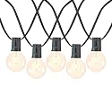 Novelty Lights 50 Feet G50 LED Patio String Light Set with 50 Bulbs, Warm White, Weather Resistant and Shatterproof Replaceable Plastic Globe Bulbs
