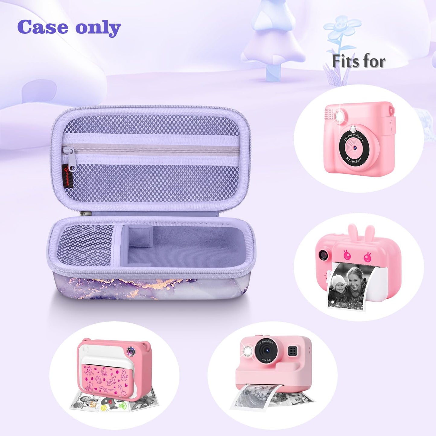 Fintie Kids Camera Case Compatible with ESOXOFFORE, MINIBEAR, Dylanto, GKTZ, Mgaolo, WEEFUN Instant Print Digital Cameras, Hard Carrying Storage Bag