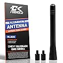 4” Billet Aluminum Short Antenna for Chevy Silverado & GMC Sierra 1500, 2500, 3500 (1999-2026), Car Wash Safe, Low-Profile Stubby Replacement