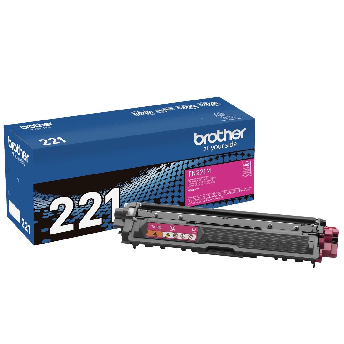 Brother TN-221M DCP-9015 9020 HL-3140 3150 3170 3180 MFC-9130 9140 9330 9340 Toner Cartridge (Magenta) in Retail Packaging
