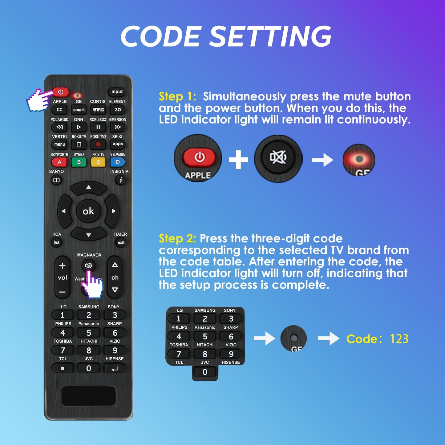 Universal Remote Control for RCA, Westinghouse, Emerson, LG, Samsung, Insignia, Magnavox,Element and More Brands Universal TV Remote.
