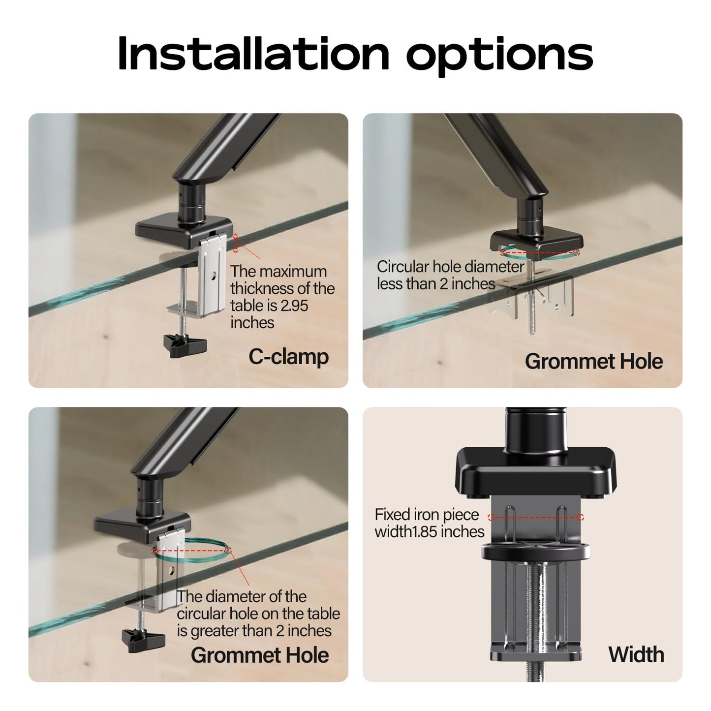FULKUN Single Monitor Mount Stand - Full Motion Articulating Arm with Gas Spring,17-32 inch Computer Screen Mount, VESA 75x75/100x100, Clamp/Grommet
