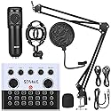 F993 All-in-One Podcast Equipment Bundle?BM-800 Recording Studio Package with Voice Changer, Live Sound Card - Audio Interface for Vlog/Live