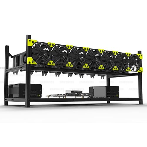 Veddha V3C 8-GPU Mining Case Aluminum Stackable Mining Rig Open Air Frame Case with Fan Mount