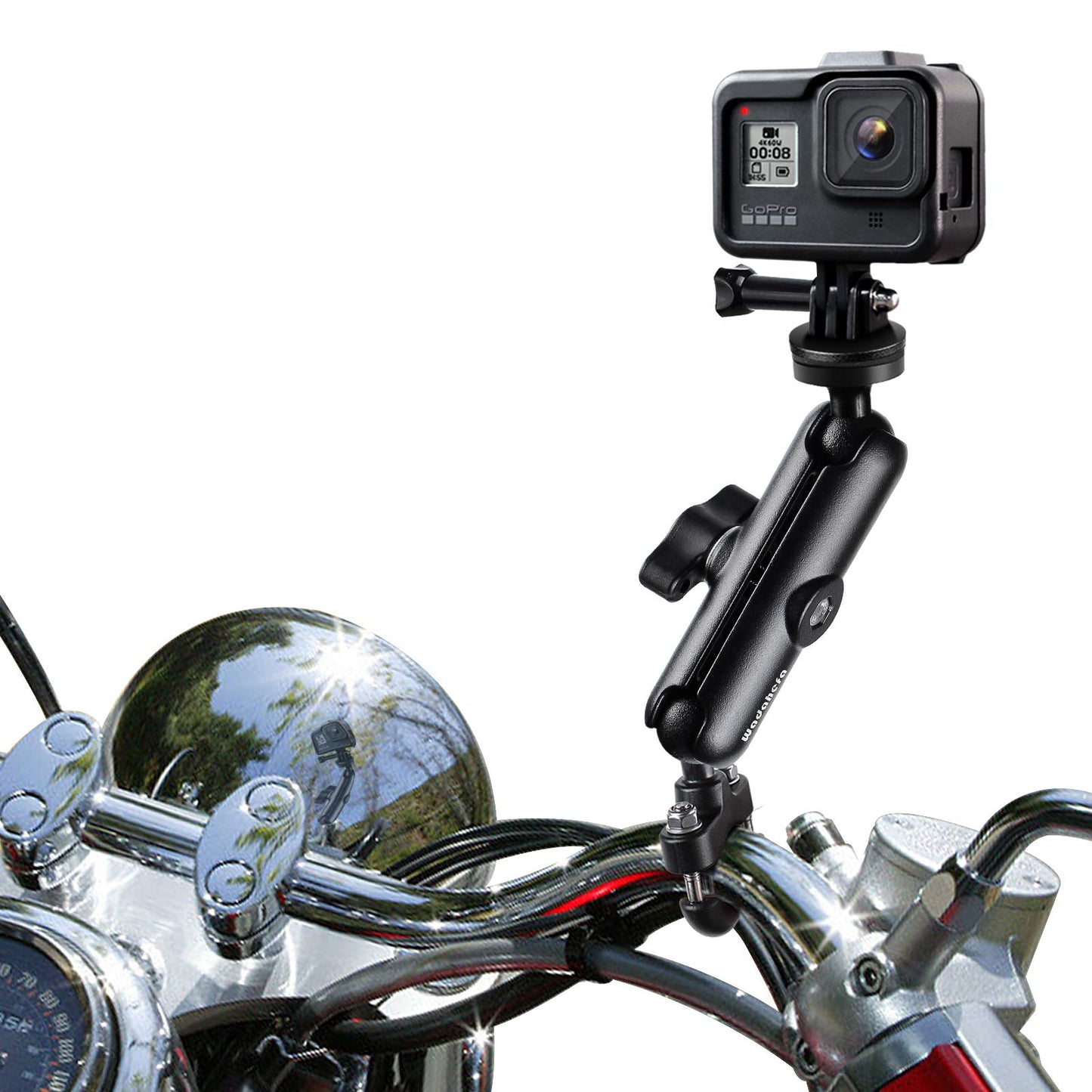 WADAHEFA Motorcycle, Bike 360° Rotating Adjustable Sports Camera Mount, Compatible with DJI Action 2 & Gopro 7/8/9/10 & Insta 360d and Other Sports