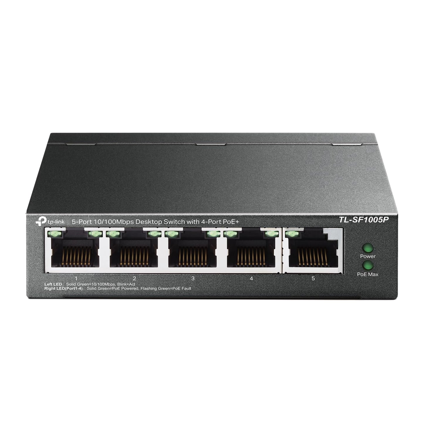 TP-Link TL-SF1005P | 5 Port Fast Ethernet PoE Switch | 4 PoE+ 10/100 Mbps Ports @67W | Desktop | Plug & Play | Sturdy Metal w/ Shielded Ports |