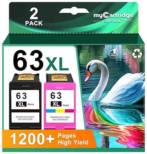 63XL Ink Cartridge Combo Pack Replacement for HP Ink 63 63XL Color Ink Cartridges Works for HP OfficeJet 3830 4650 5255 5258 5200 4655 4512 Deskjet