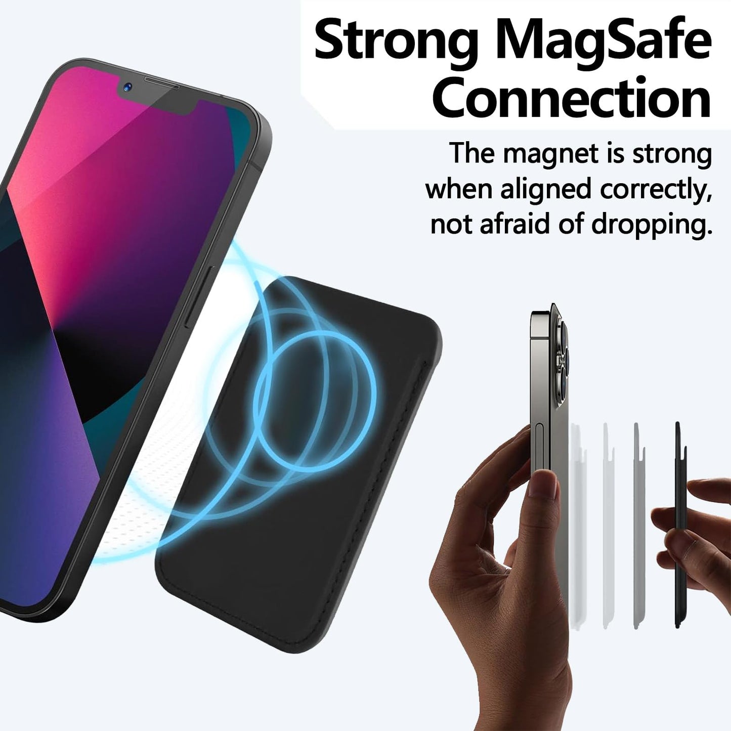 Custom Magnetic Card Wallet for Apple, Personalized Magnetic Leather Card Holder Wallet for iPhone 16/15/14/13/12 Pro/Pro Max/Plus/Mini, Customized