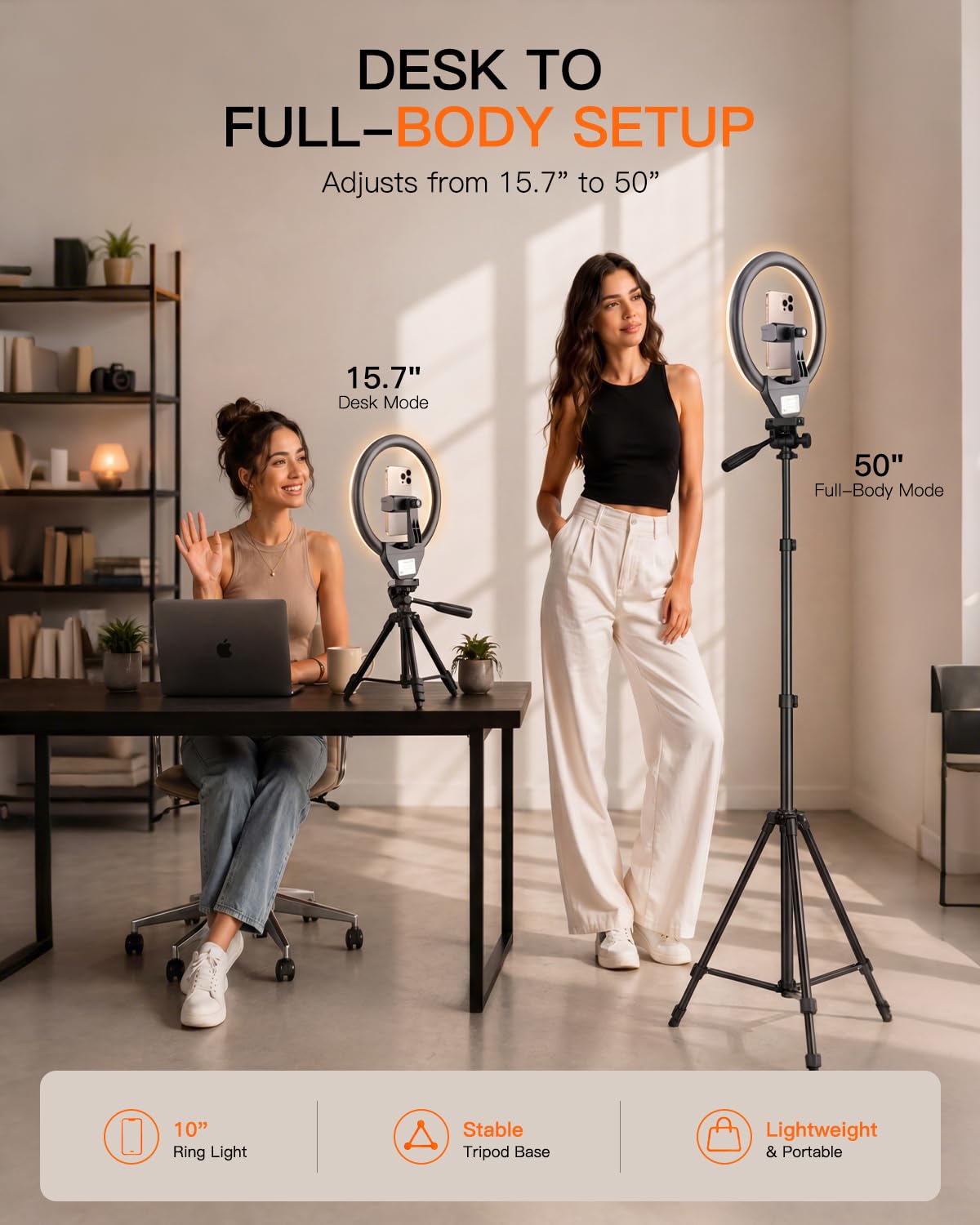 Sensyne 10" Ring Light with Stand and Phone Holder, LED Selfie Ring Light Tripod for Video Recording/Live Stream/Makeup/YouTube/TikTok, Compatible