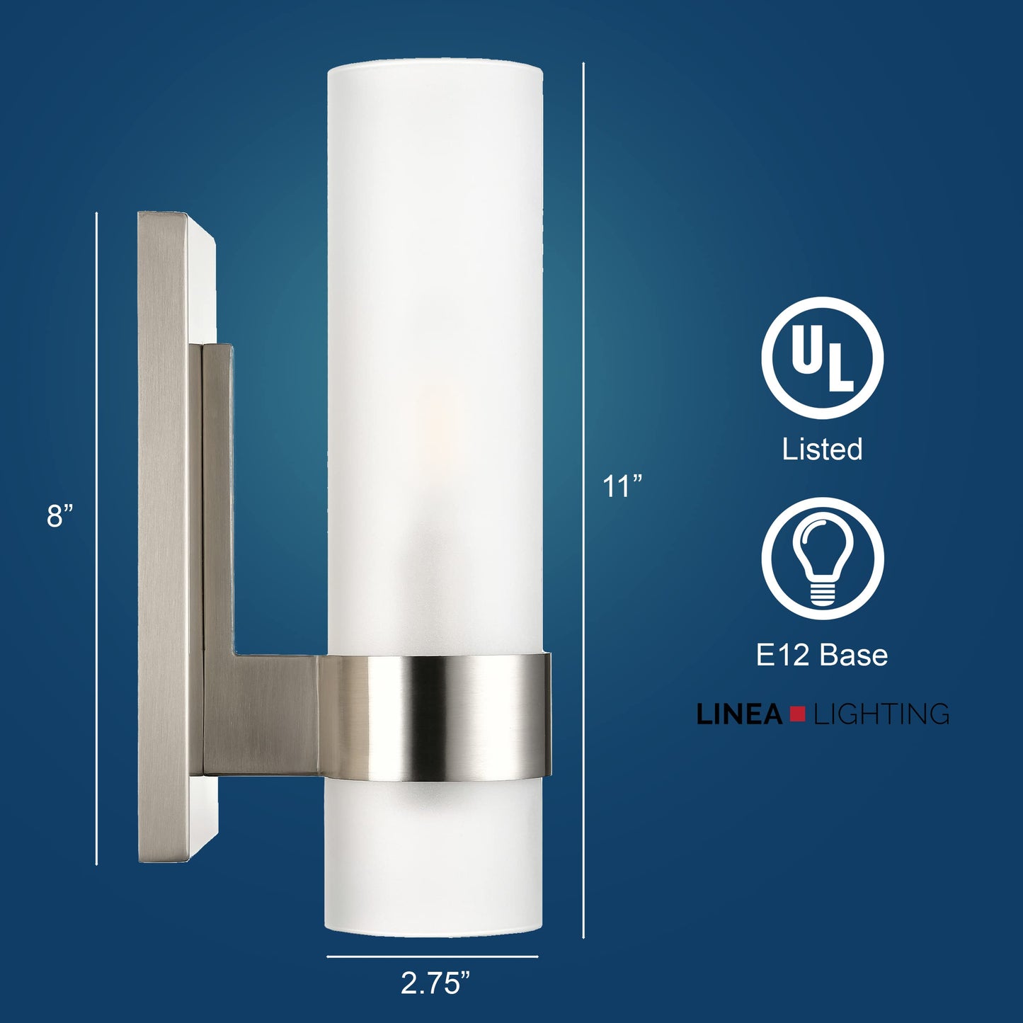 Linea di Liara Teramo Farmhouse Brushed Nickel Wall Sconce Wall Lighting Modern Bathroom Wall Sconces Wall Lights for Hallway and Bedroom Wall Sconce