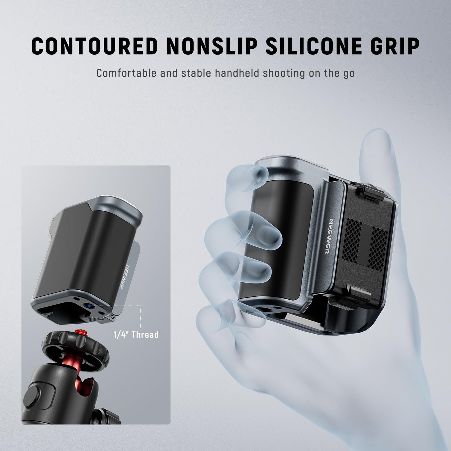 NEEWER AC034 Side Handle Only for AC014 Cage Compatible with DJI Osmo Action 5 Pro/4/3, Modular Quick Release Magnetic Action Camera Mount Adapter