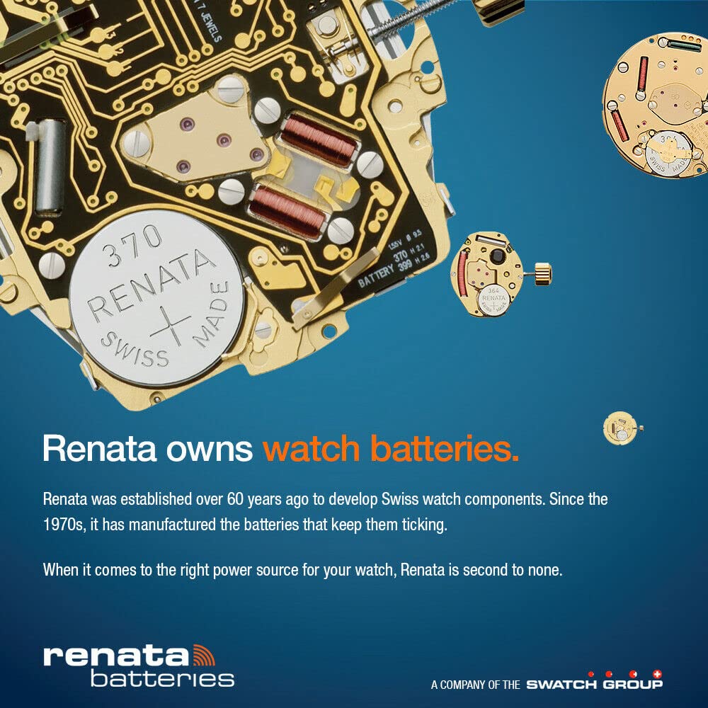 Renata 377 SR626SW Batteries - 1.55V Silver Oxide 377 Watch Battery (10 Count)