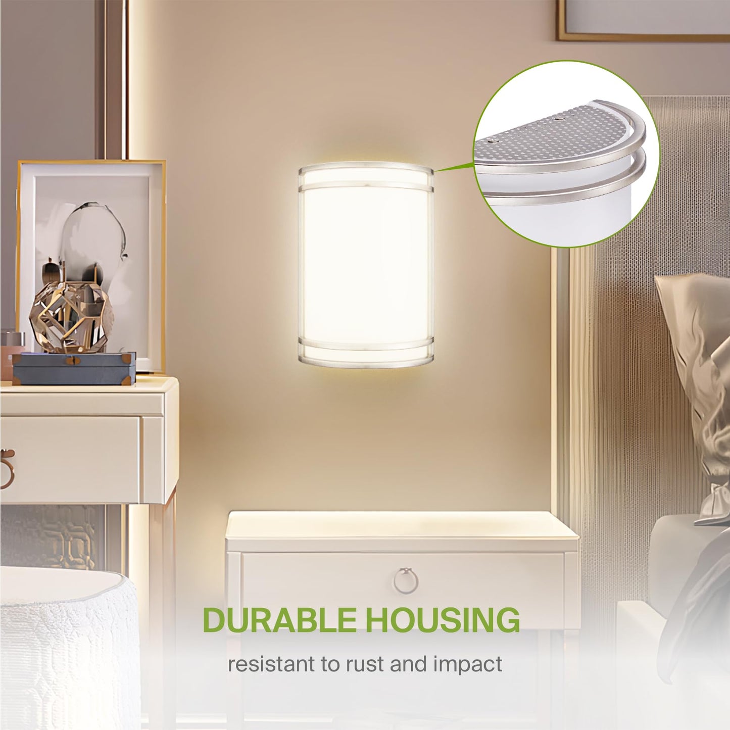 ASD LED Indoor Wall Mount Light Fixture - 10 Inch 15W Modern Interior Brushed Nickel Dimmable Wall Sconce Light - ETL 3000K 4000K 5000K Adjustable