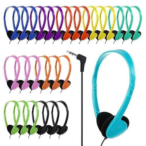 YFSFQS Classroom Kids Headphones Bulk 30 Pack for School Students Children Teen Boys Girls, Wholesale Bulk Headphones for Classroom Earphones (10 Mix…