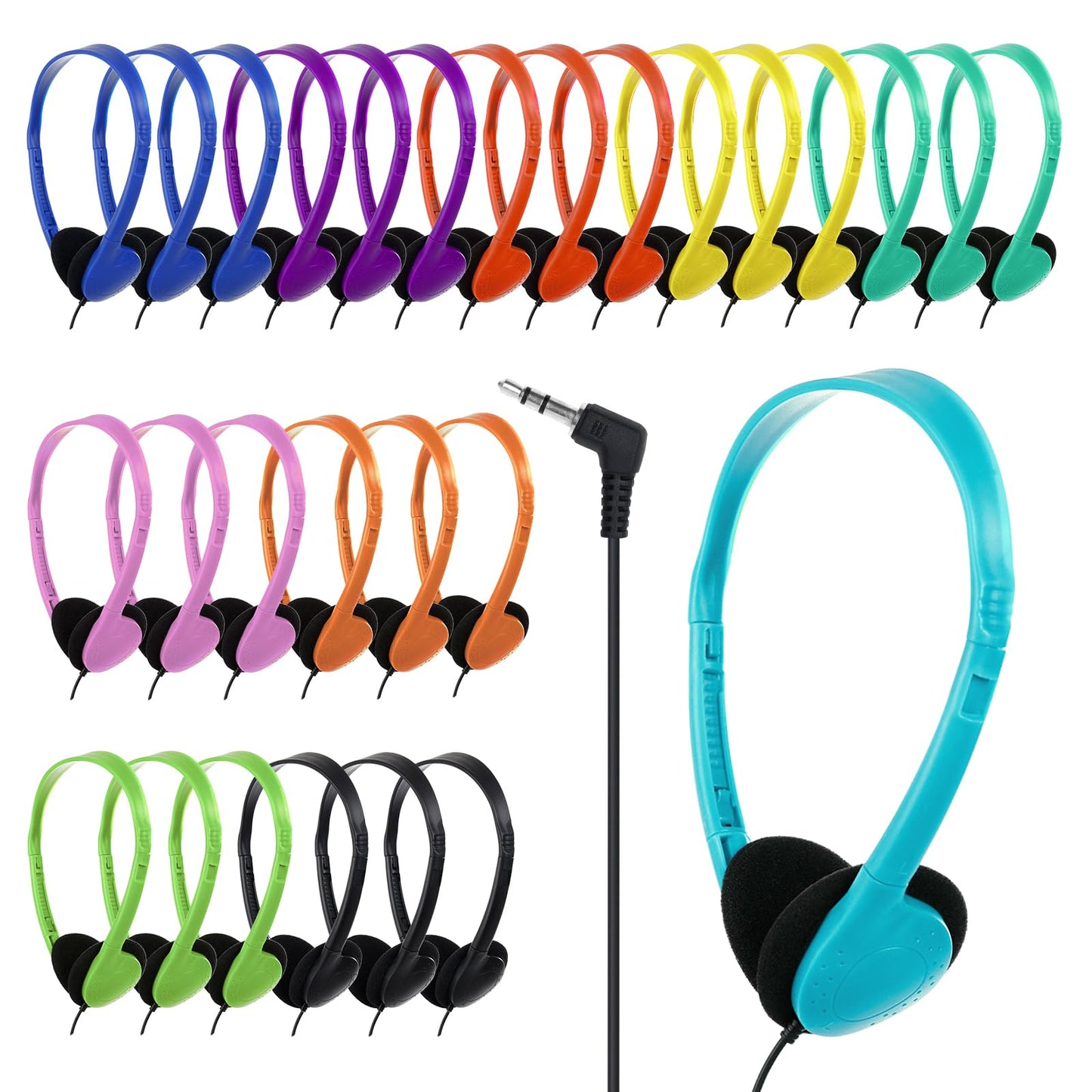 YFSFQS Classroom Kids Headphones Bulk 30 Pack for School Students Children Teen Boys Girls, Wholesale Bulk Headphones for Classroom Earphones (10 Mix…