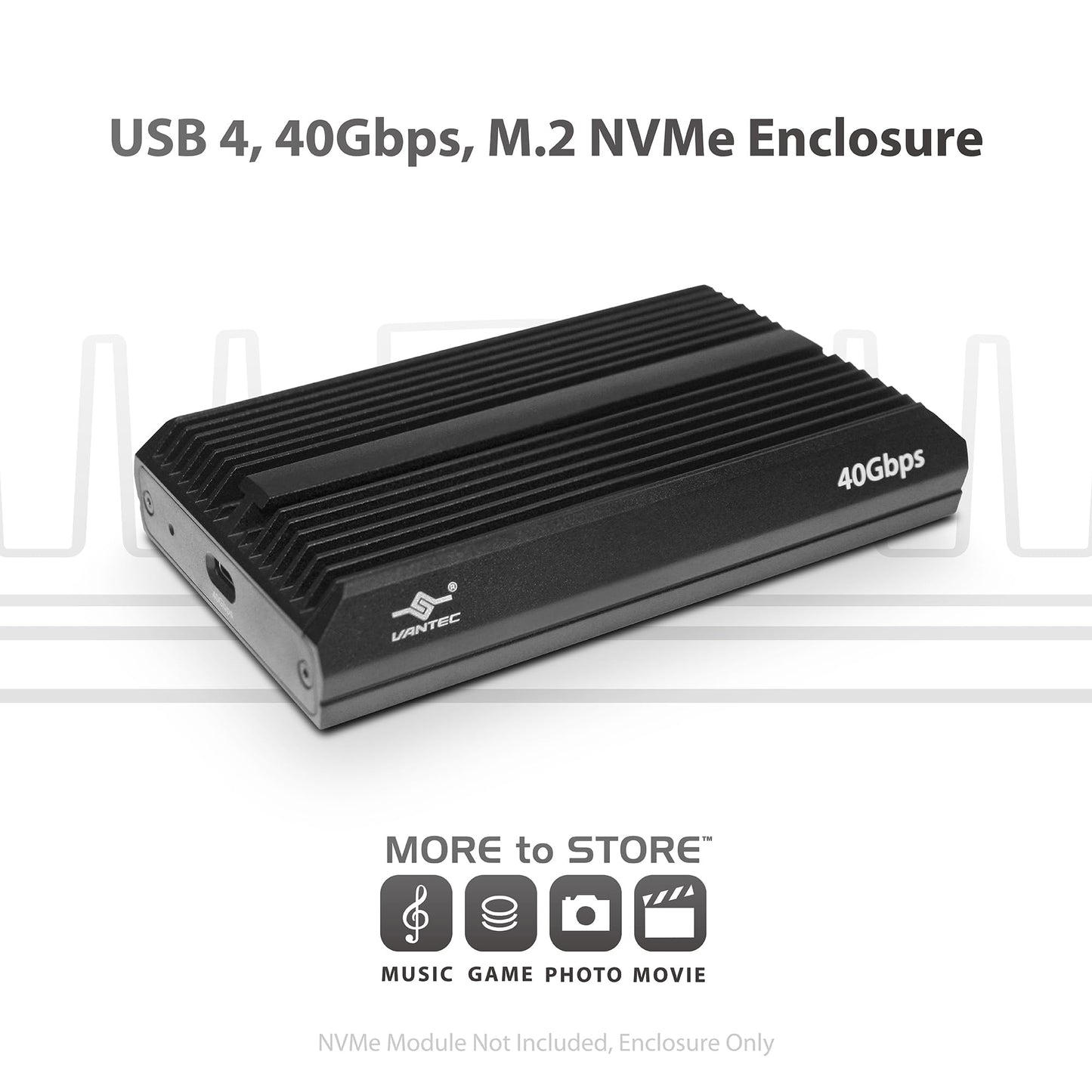 Vantec NexStar SX, USB 4, 40Gbps, M.2 NVMe Enclosure, USB C (NST-M240C4)