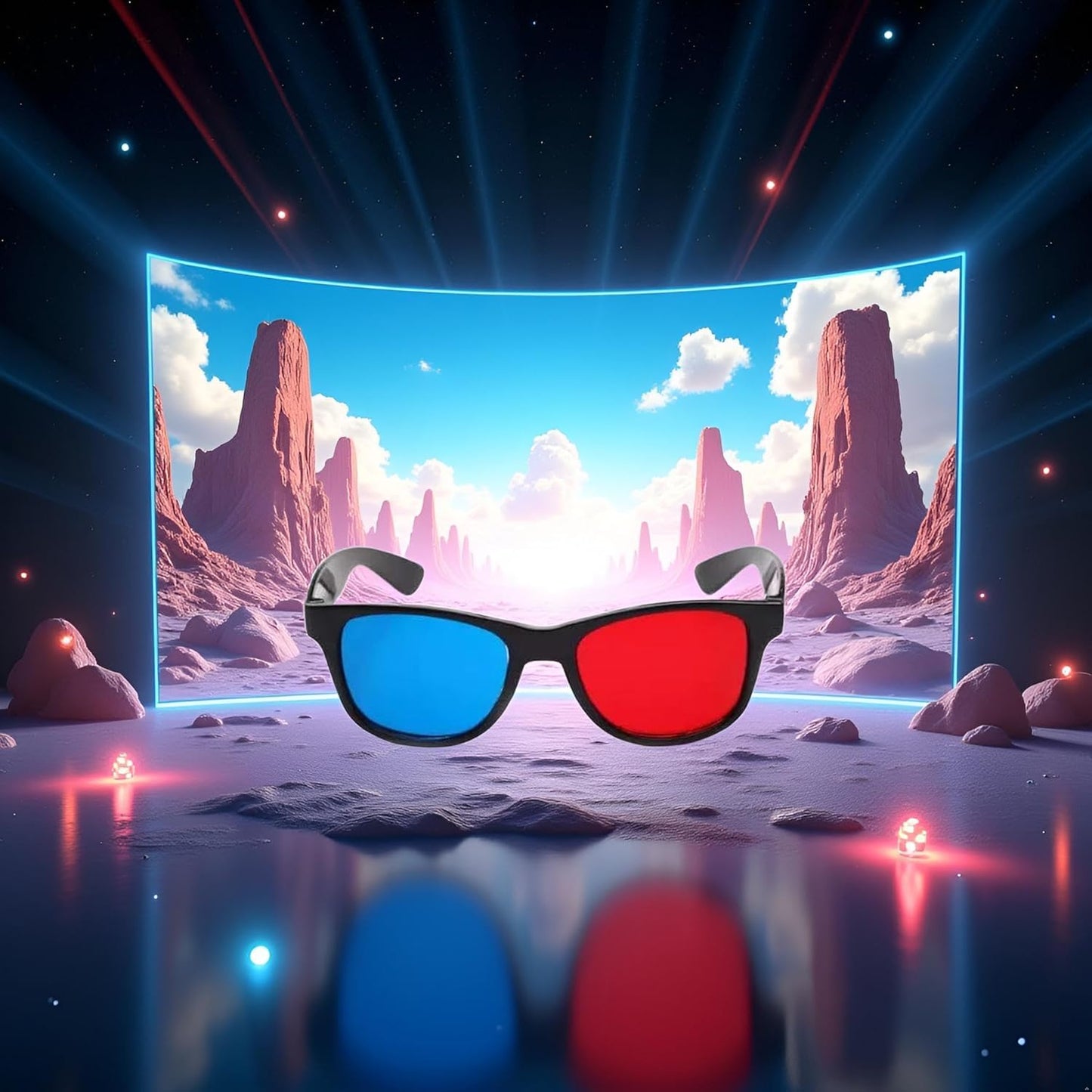 4Pcs Red and Blue 3D Glasses Universal TV Movie Dimensional Video Frame 3D Glasses DVD Game Glass 3D Style Glasses for 3D Movies Games,3D Viewing