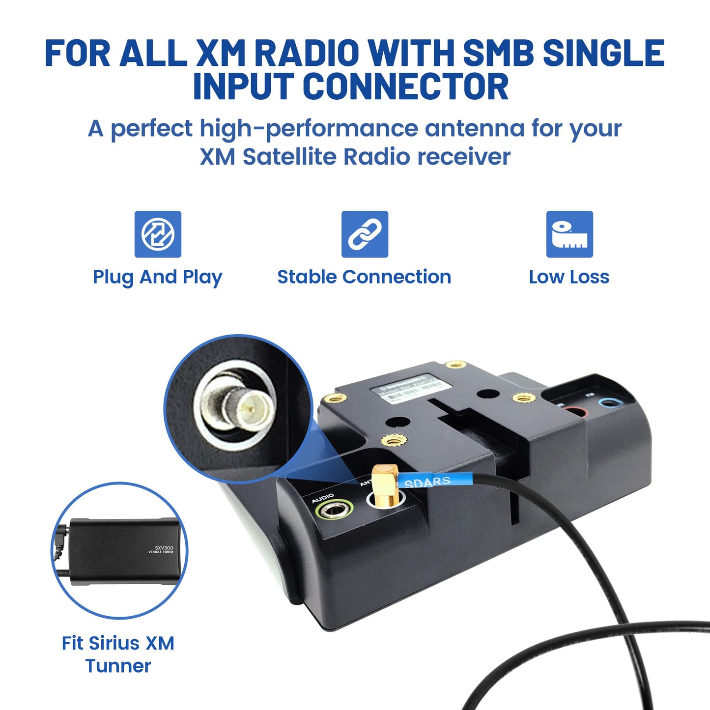 Anina 8 Ft Sirius XM Satellite Radio Antenna for XM Sirius Radio Receiver with Magnetic Compatible with Home/Car Cradle Lynx Edge MiRGE XMp3 Inno