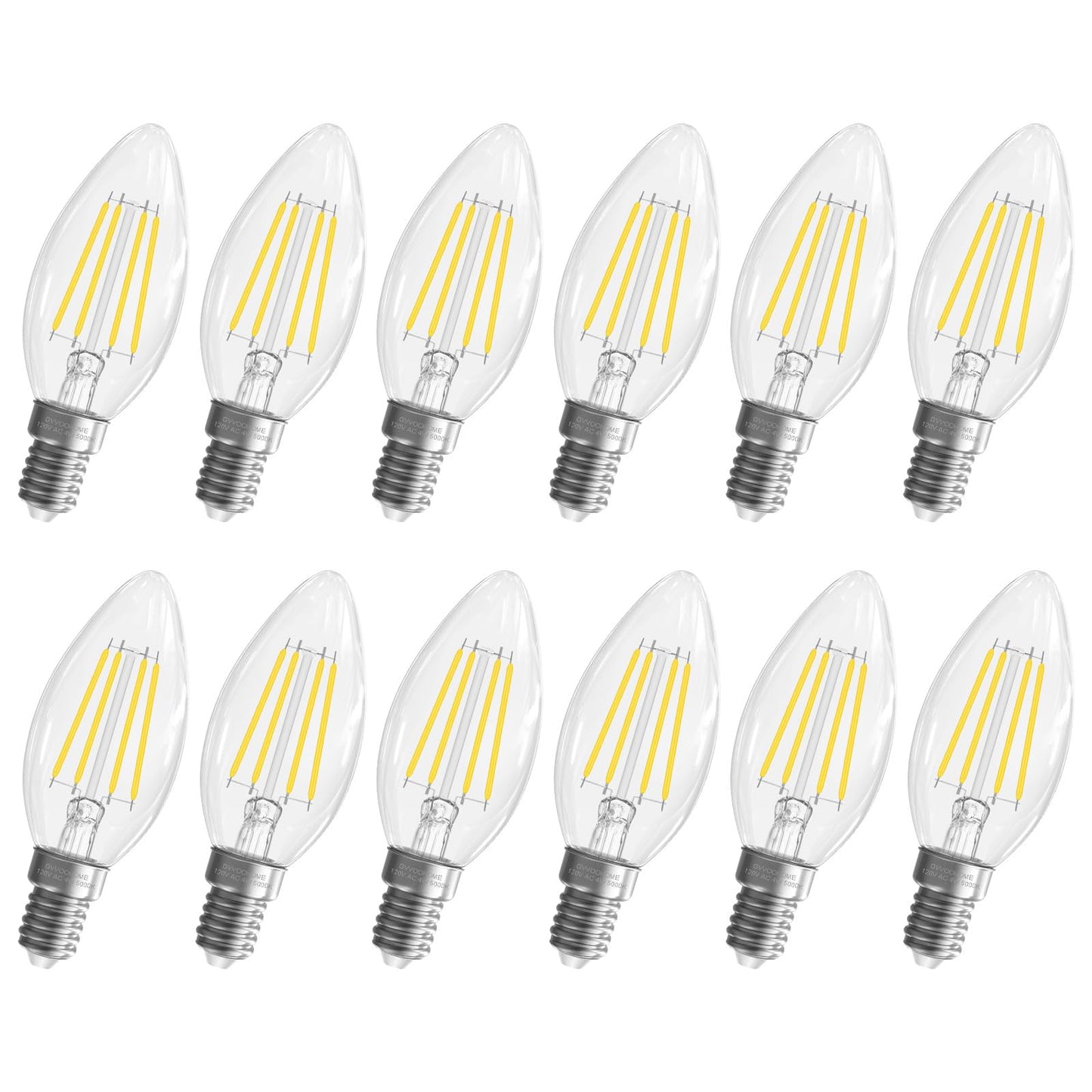 GvvooHome E12 Candelabra Bulb, 5000K Daylight LED Chandelier Light Bulbs