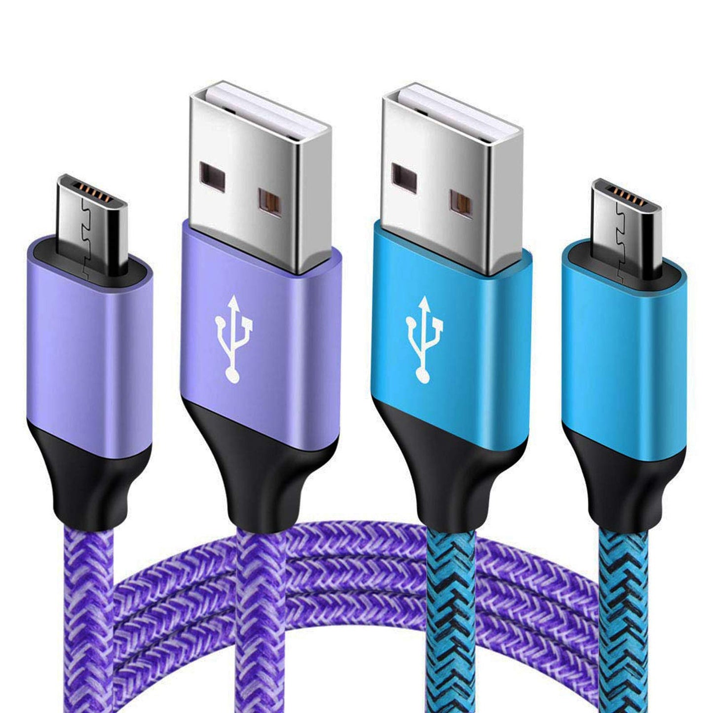 Android Charger Micro USB Cable 2 Pack 6ft Long Braided Cords Fast Charging Compatible for Samsung Galaxy S7 S6 Edge/Active, J8 J7 J3 V, Moto E5 G5 G6