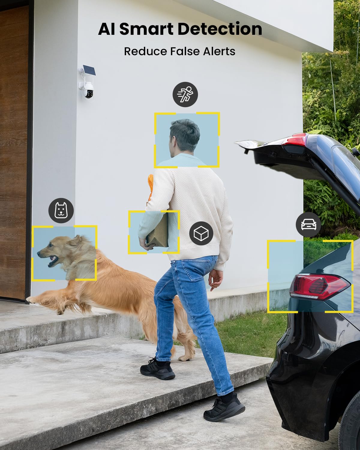 ieGeek Solar Security Cameras Wireless Outdoor, 2K WiFi Camera for Home Security System, Battery Powered Surveillance Cam with 360°PTZ Color Night