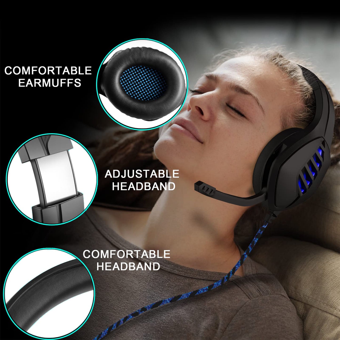 targeal Gaming Headset with Microphone - for PC, PS4, PS5, Xbox One, Xbox Series X|S - 3.5mm Jack Gamer Headphone with Noise Canceling Mic