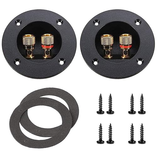 YTYKINOY 2 Pcs Black 3" Round 2-Way Speaker Box Terminal Binding Post Screw Cup Connector Subwoofer Plug