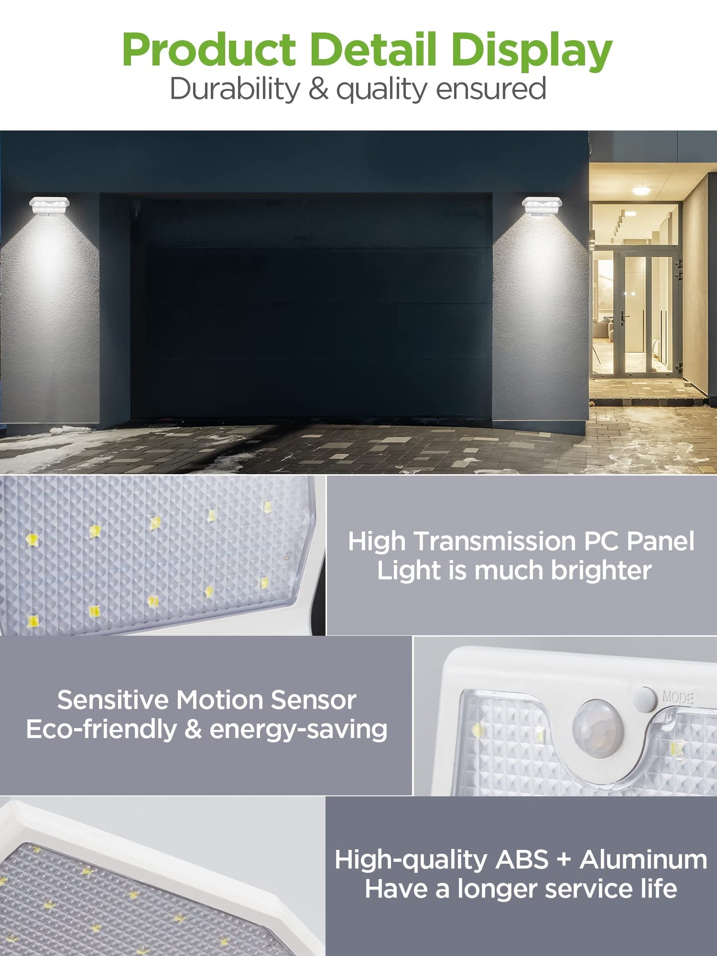 InnoGear Solar Gutter Lights Outdoor Waterproof, 29 LED Motion Sensor Lighting with 4 Modes, Mounting Pole for Security Wall Fence Yard Barn Porch