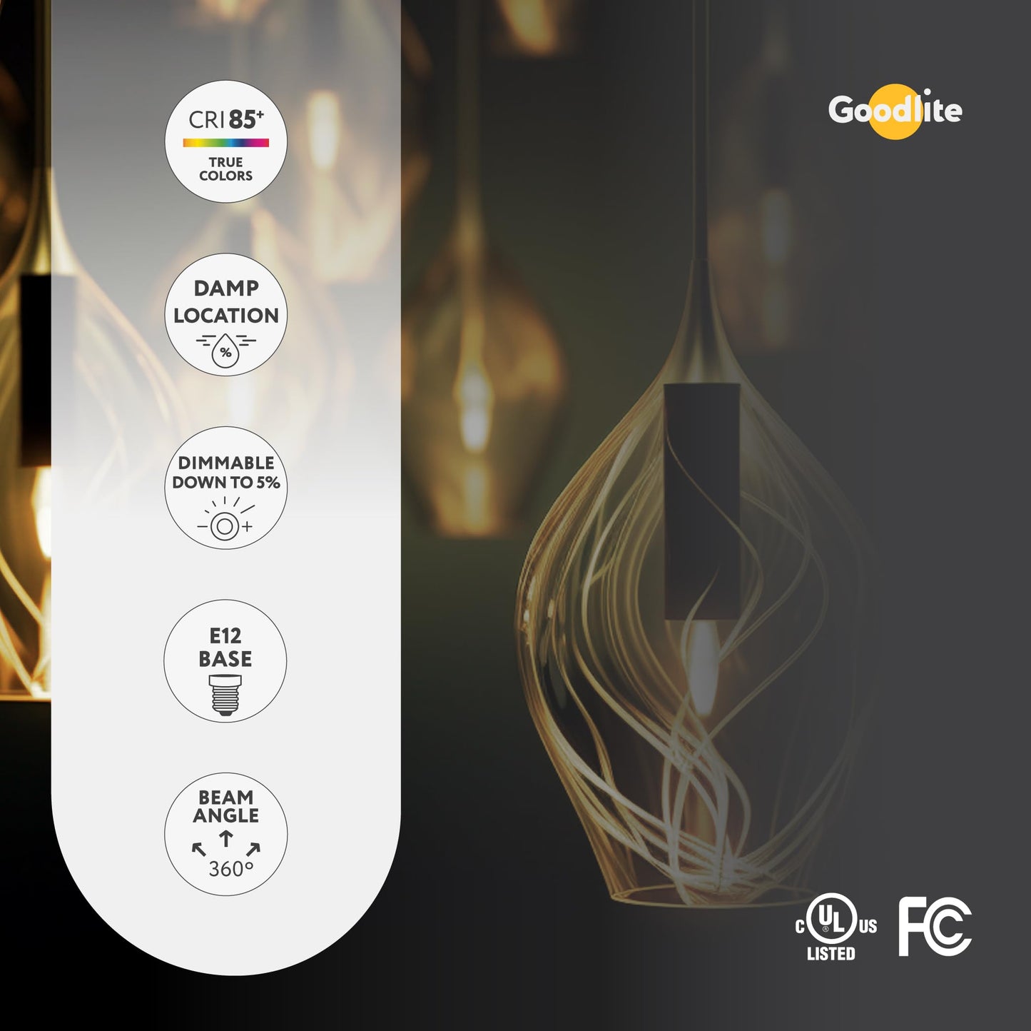 Goodlite C32 LED Chandelier Bulb, Torpedo Tip, 3.5W (40W Equal), Dimmable, 400 Lumens, Warm White 3000K, 15k Hours, Eco-Friendly, Ideal for Candelabra