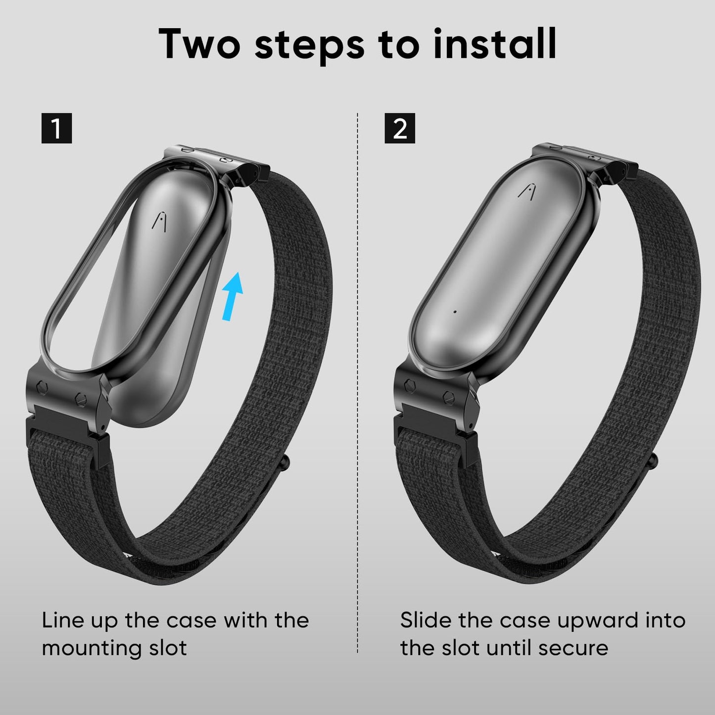BLIKEJIN Nylon Loop Strap for PLAUD NotePin Ai/NotePin S Ai Adjustable Soft Fabric Wristband Comfortable Breathable (Black+Silver)