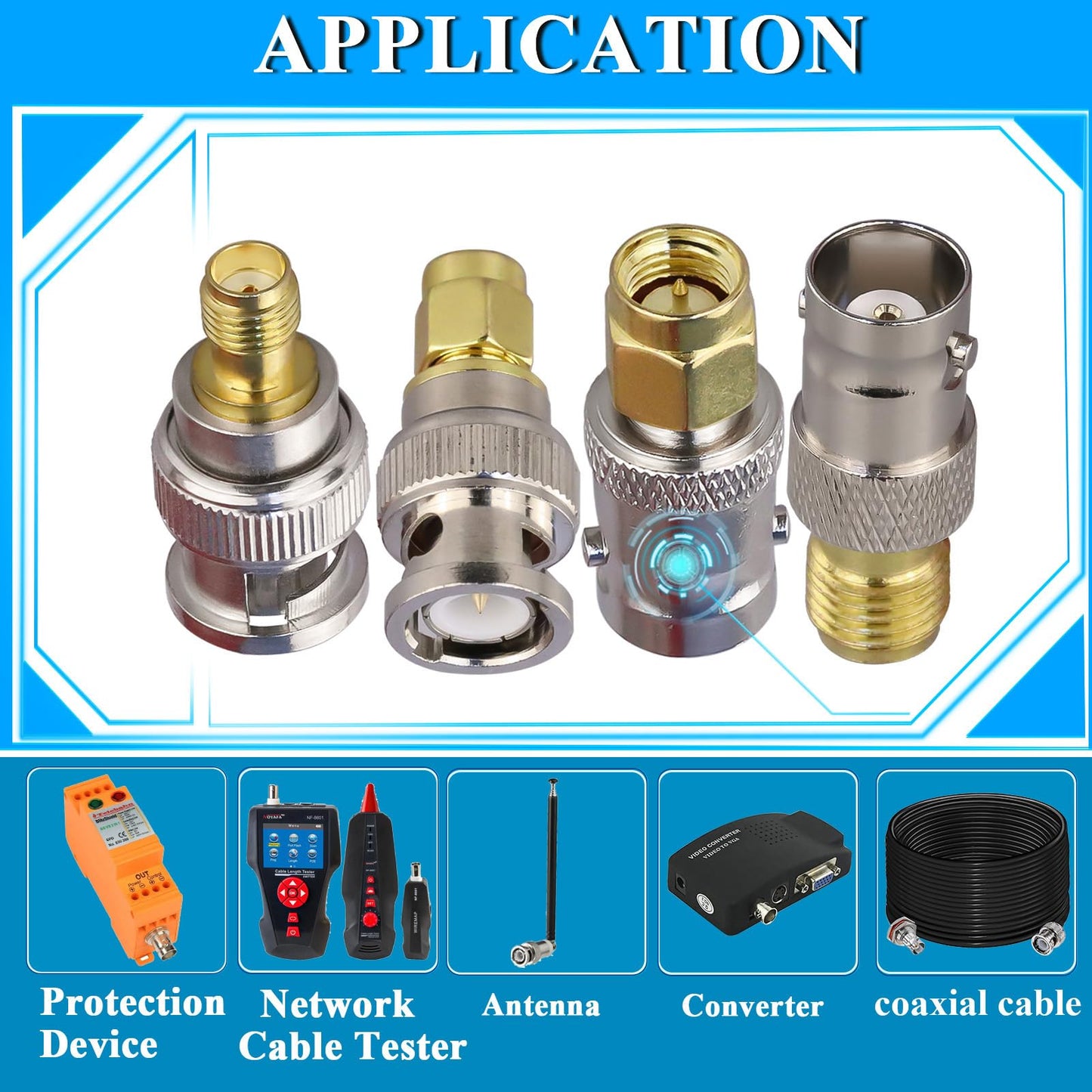 TUOLNK 4PCS SMA to BNC Antenna Coax Adapter Connector, SMA Male Female to BNC Male Female Coaxial Adapters for SDR, HAM Radio, Scanner, Walkie Talkie