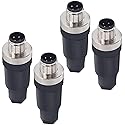 Aviation Connector Plugs,Lonlonty 12mm 4-Pin Male Aviation Wire Connector Plug, AC 250V 5A IP67 M12 Chassis Connector Socket,Pack of 4