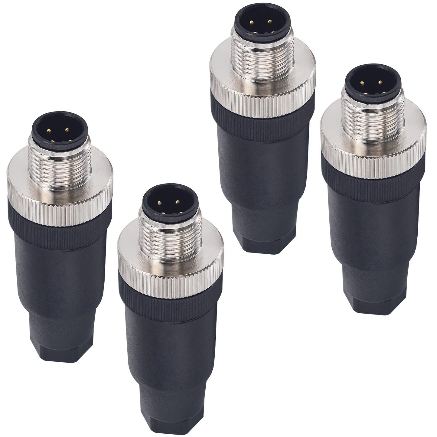 Aviation Connector Plugs,Lonlonty 12mm 4-Pin Male Aviation Wire Connector Plug, AC 250V 5A IP67 M12 Chassis Connector Socket,Pack of 4