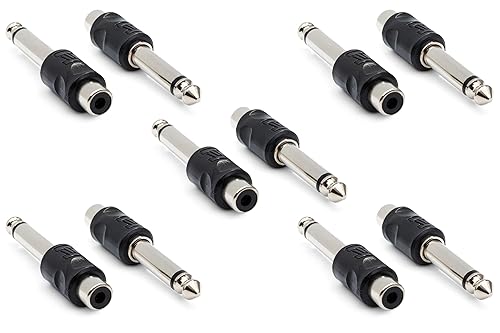 Hosa GPR-101 PAK10 RCA to 1/4" TS Adaptors, Pack of 10