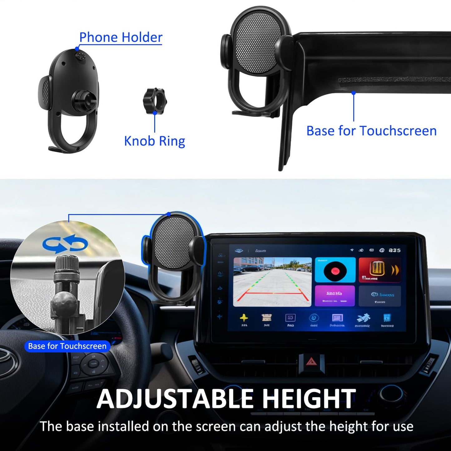 Car Phone Holder for 2019-2025 Toyota Corolla/Corolla Hatchback, 2022-2025 Corolla Cross Accessories, 360° Cell Phone Mount Automobile Cradles