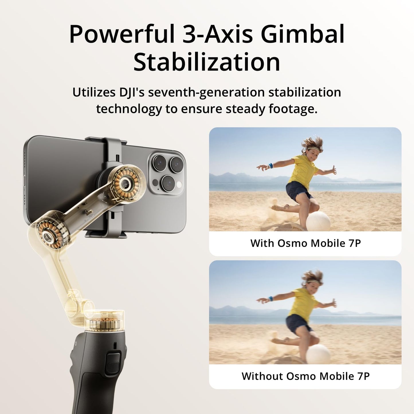 DJI Osmo Mobile 7P Gimbal Stabilizer for iPhone, Android, Native Tracking, Lighting, 3-Axis Phone Gimbal, Quick Launch, One-Tap Edit, Built-in