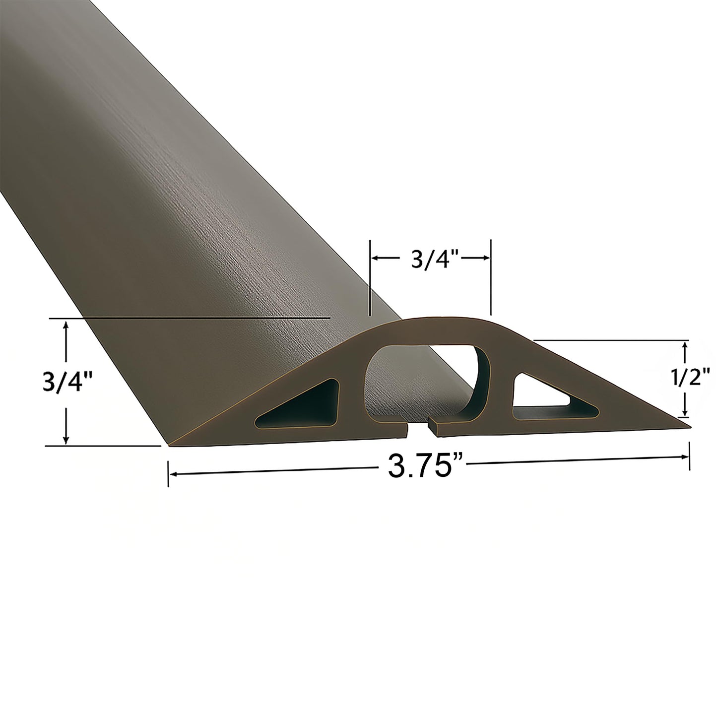 Electriduct D-2 Rubber Duct Cord Cover - 30 Inch (2.5 Feet) Brown Floor Cable Protector