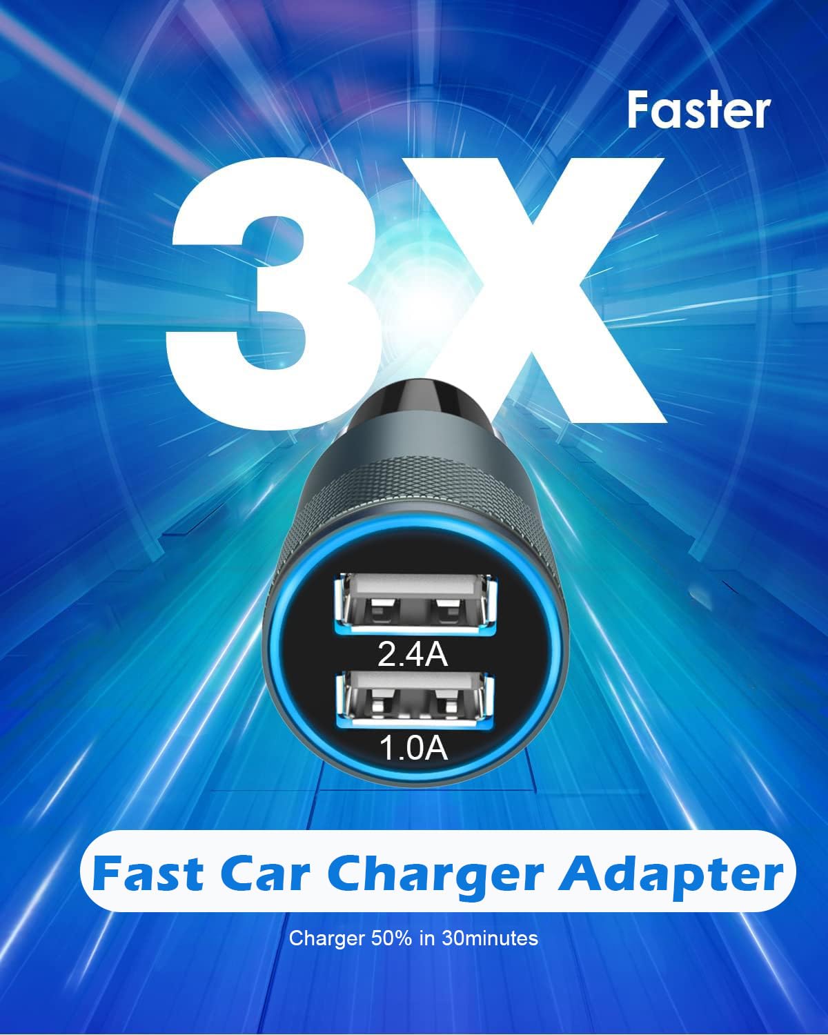 USB Car Charger Adapter,2 Pack(3.4A) Fast Car Charger Dual USB Ports Fast Charging Cigarette Lighter Adapter Rapid Plug Car Charger Compatible