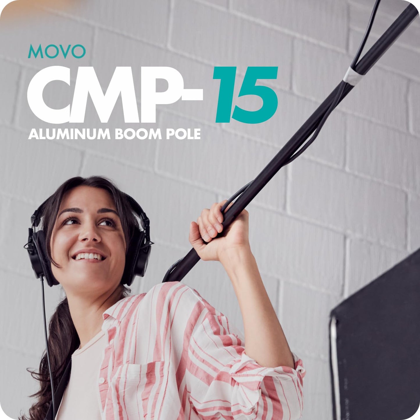 Movo CMP-15 Professional Aluminum Boom Pole for Shotgun Microphones - Compatible with Rode NTG Series, Sennheiser MKE600, Audio-Technica AT875R & More