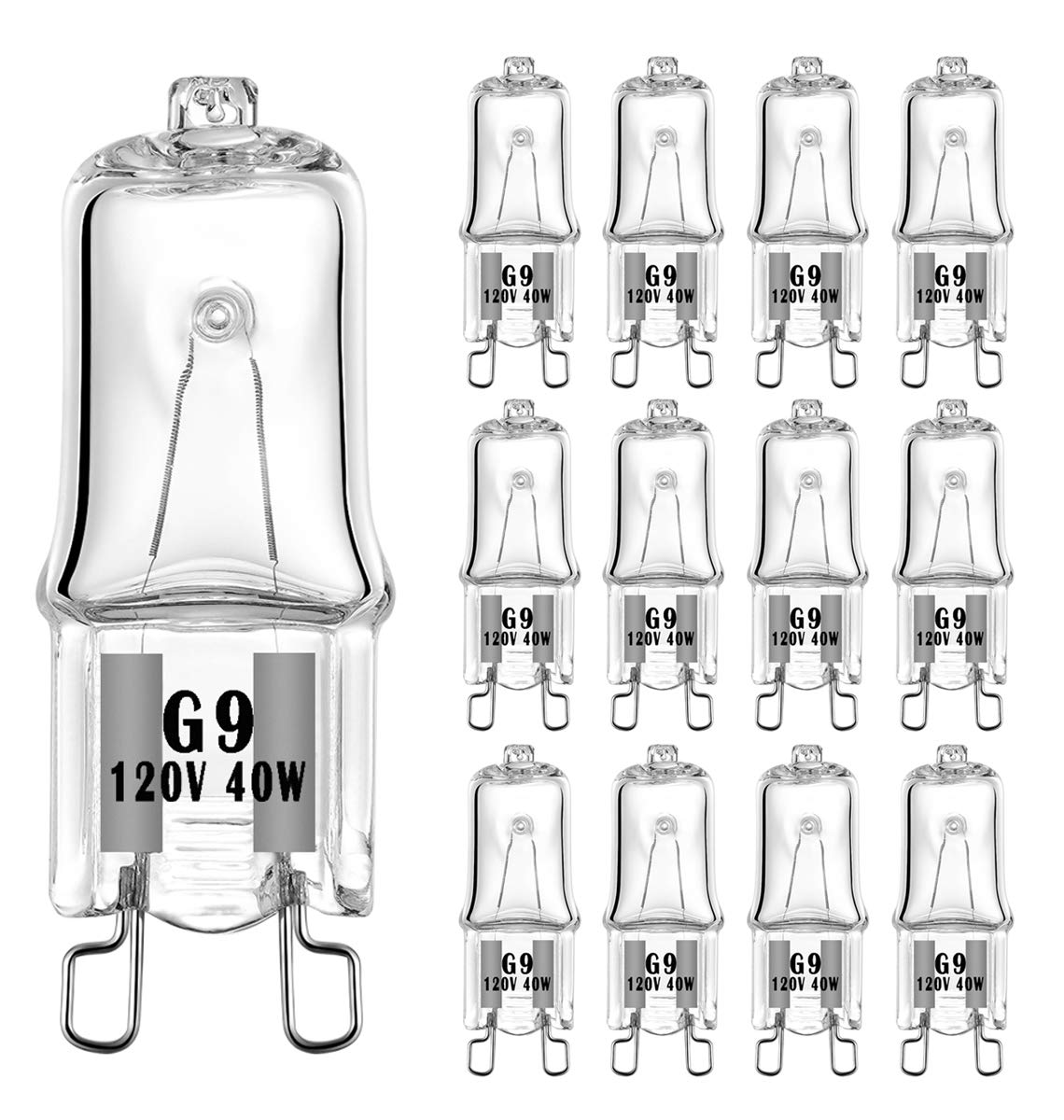 YBEK G9 Halogen Bulb 40W 120V T4 JCD Type G9 Base 2 Pin Light Bulb for Range Hood Lights, Bathroom Light Bulbs, Microwave Ovens Candle Warmer Light