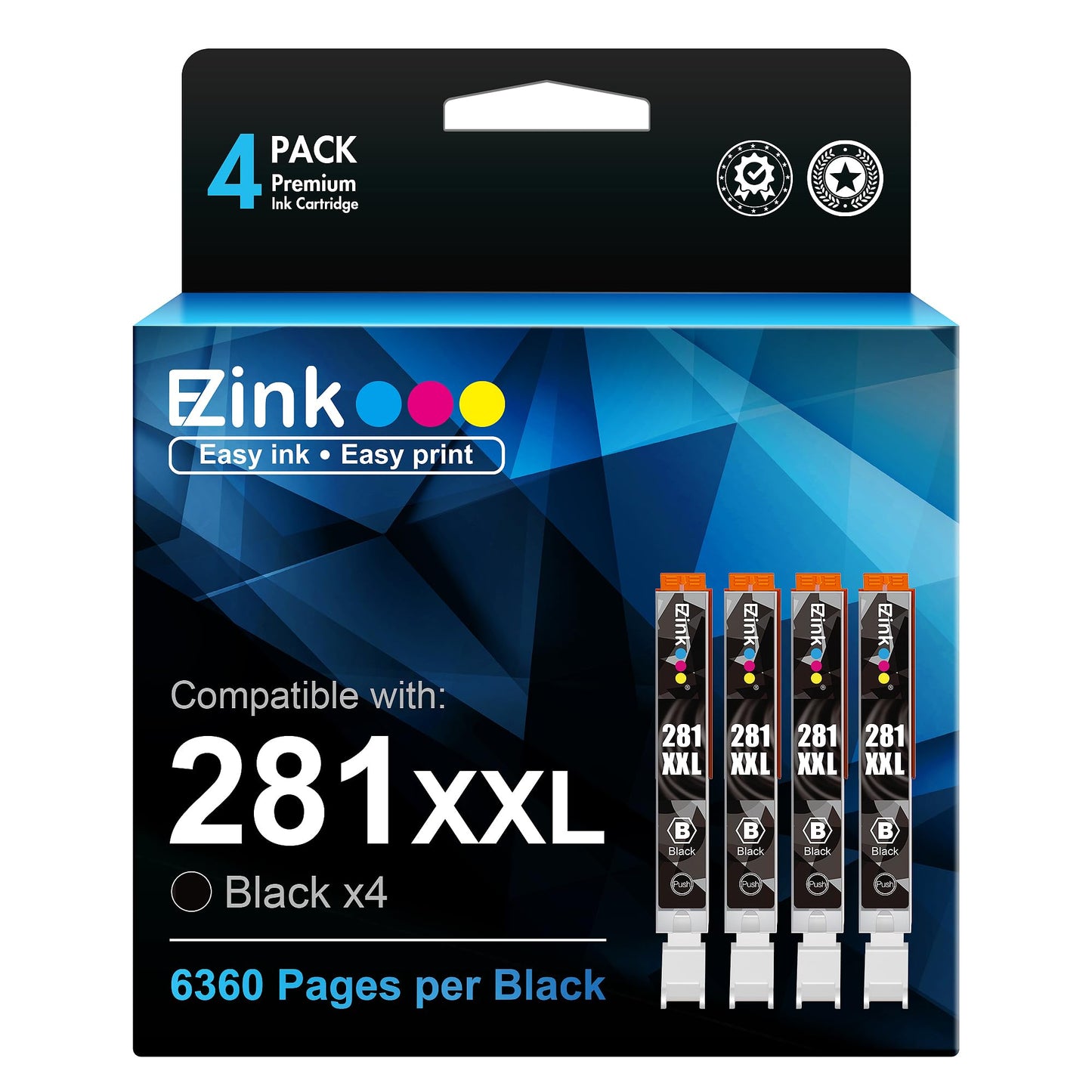E-Z Ink Compatible for Canon 281 281XXL 4 Pack Black Ink Cartridges