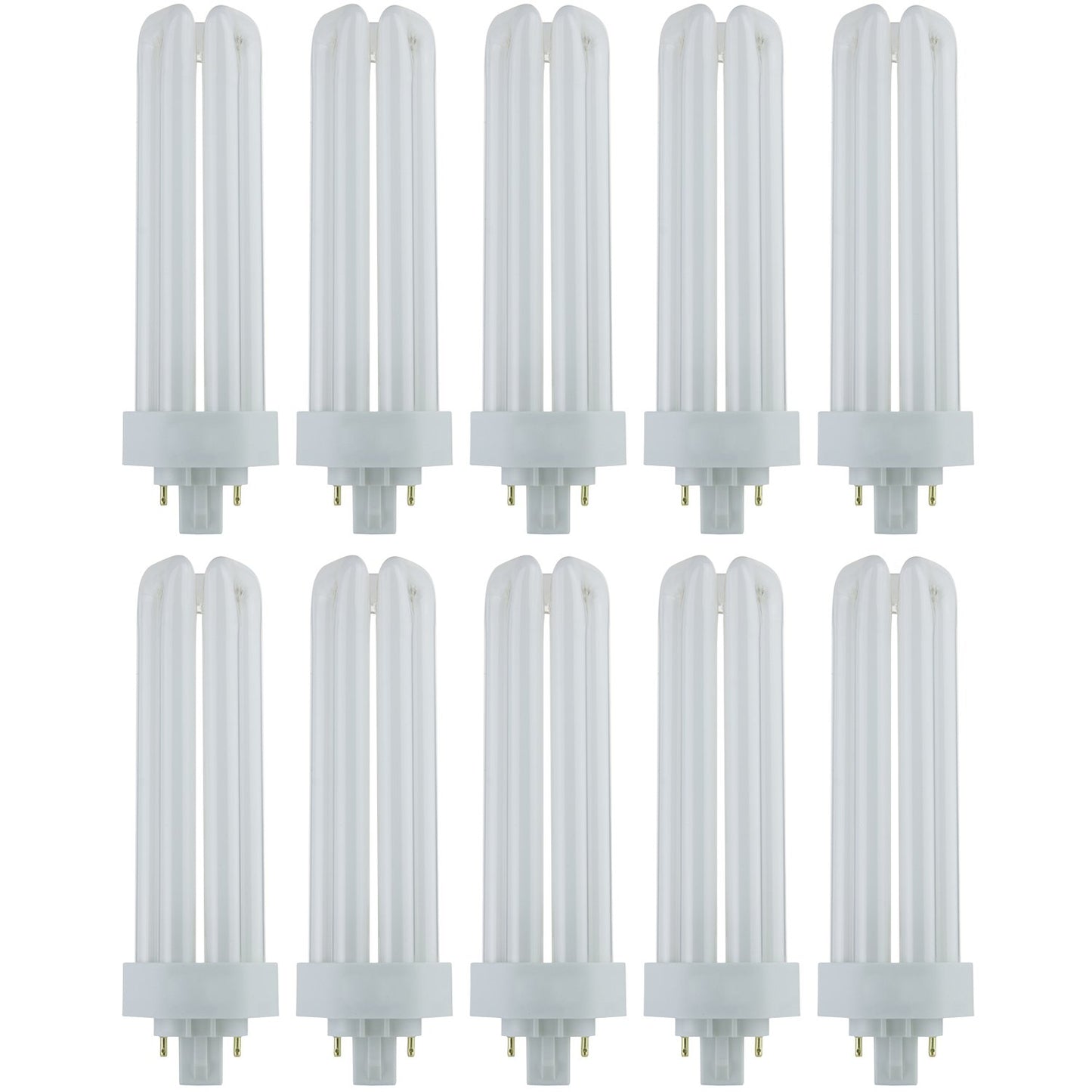 Sunlite CFL Plug-in PLT 4-Pin Triple Tube Light, 42 Watts, 4-Pin GX24q4 Base, 3200 Lumens, 3000K Warm White, 10 Pack