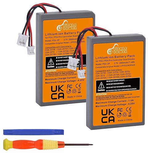 Pickle Power 2 Pack 2000mAh PS4 Controller Battery Replacement for Sony PS4/PS4 Pro/PS4 Slim PlayStation 4 Dualshock 4 Controller CUH-ZCT1E CUH-ZCT1H
