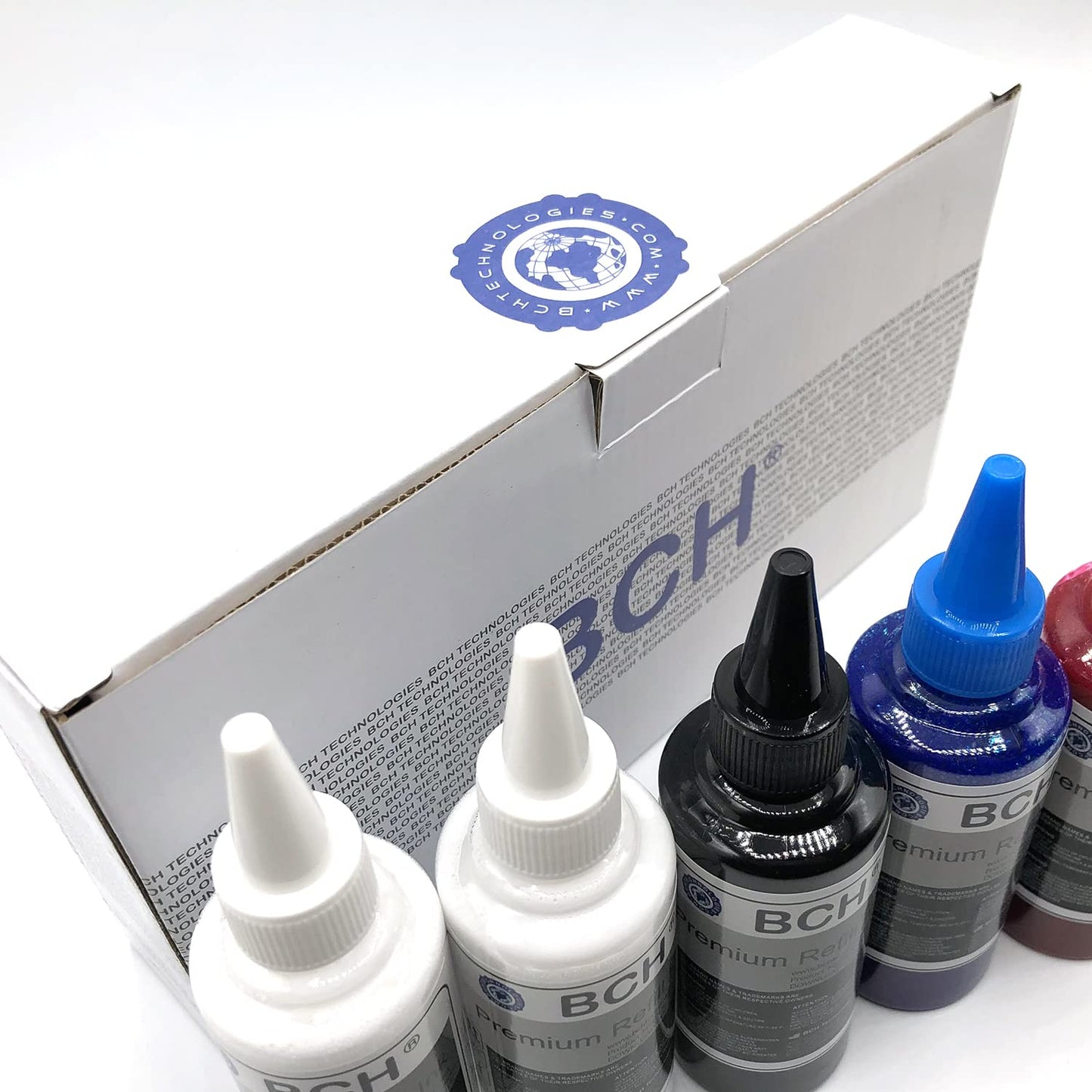 BCH Premium DTF Ink - Direct to Film Heat Transfer Ink - 600ml (Black, Cyan, Magenta, Yellow + 2 White) - Suitable for Use in DTF Printing Machines