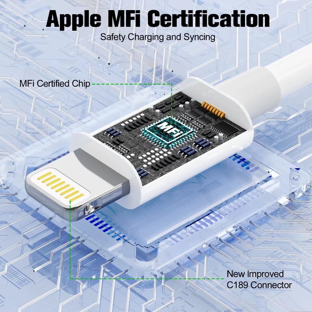 3 Pack Apple MFi Certified Charger Cable 3ft, Lightning to USB Cable 2.4A Fast Charging,iPhone chargning Cables for iPhone 13/12/11/11Pro/11Max…