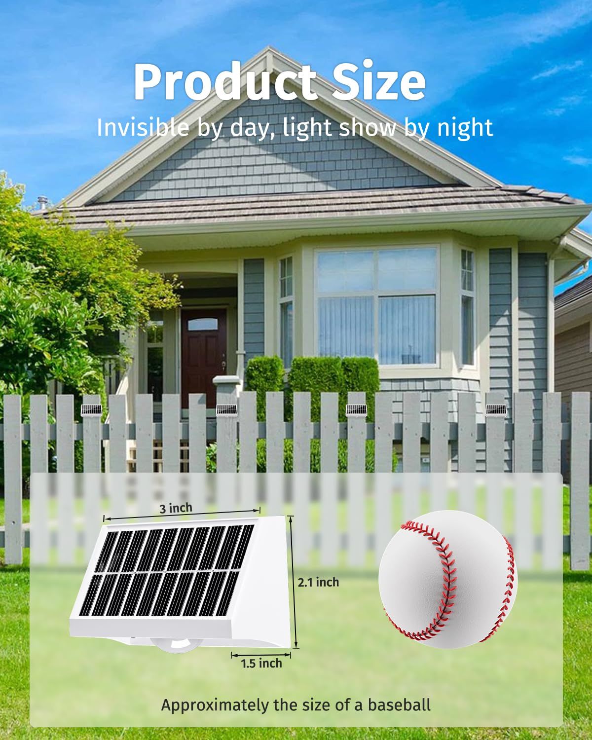 Solar Fence Lights Outdoor Waterproof High Brightness LED Spot Lens Deck Lights 7 Mode Warm & Cool White RGB Solar Powered Wall Lighting Decor